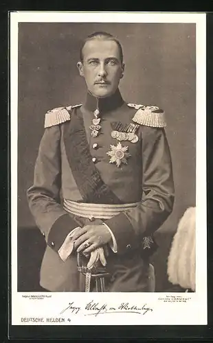 AK Herzog Albrecht von Württemberg in Uniform mit Ordensspange und Epauletten