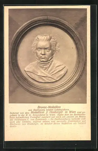 AK Komponist Beethoven als Bronze Medaillon