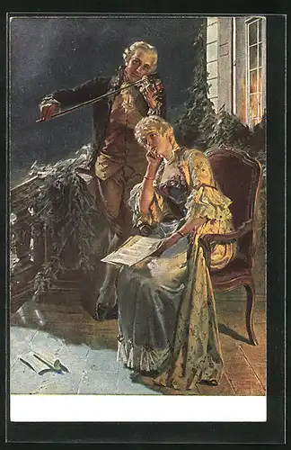Künstler-AK Mozarts erste Liebe
