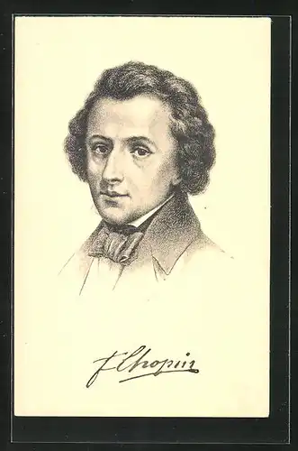 Künstler-AK Portrait des Komponisten Frederic Chopin