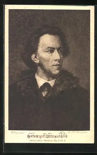 Künstler-AK Halbkörper-Portrait des Komponisten Chopin