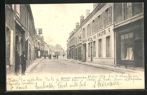 AK Nérondes, Grand Rue, Hotel de la Poste