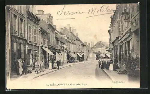 AK Nérondes, Grand Rue, Imprimerie