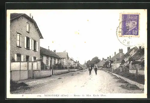 AK Nérondes /Cher, Route de Blet, Ecole libre