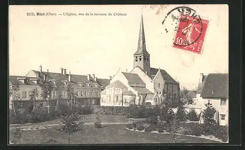 AK Blet /Cher, L`Eglise, vue de la terrasse du Château