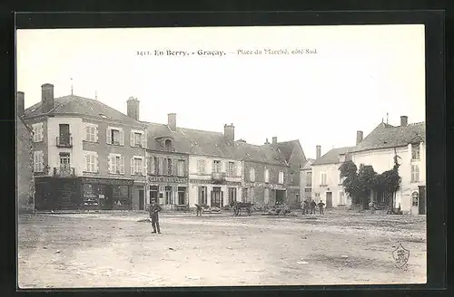 AK Gracay, Place du Marché, côte Sud