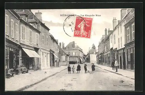 AK Nérondes, La Grande Rue, Strassenpartie