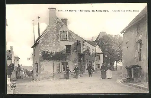 AK Savigny-en-Sancerre, Grande Rue et Rue Basse