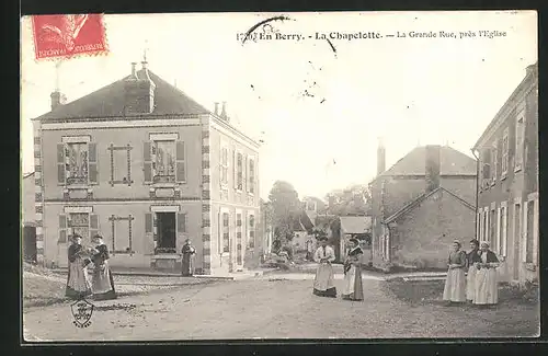 AK En Berry /La Chapelotte, La Grande Rue, près l`Eglise