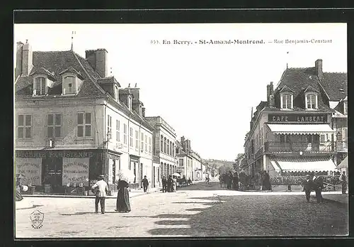 AK En Berry /St-Amand-Montrond, Rue Benjamin-Constant, Cafe Lambert