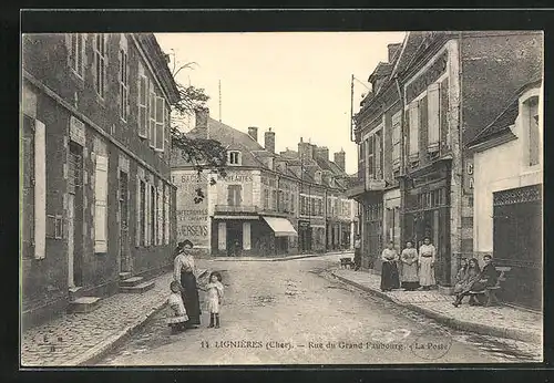 AK Lignières, Rue du Grand Faubourg, La Poste