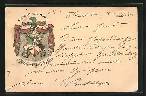 AK Normannia sei`s Panier, Per aspera ad astra, Studentenwappen