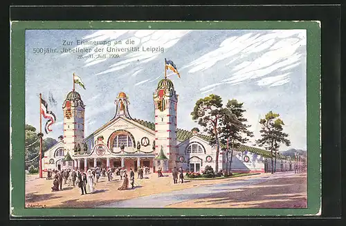 AK Erinnerung a. 500 jähr. Jubelfeier d. Universität Leipzig 1909, studentische Szene