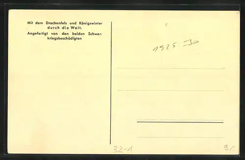 AK Mit dem Drachenfels und Königswinter durch die Welt, Expedition