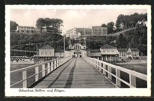 AK Sellin /Rügen, Blick auf Strandhaus vom Steg aus