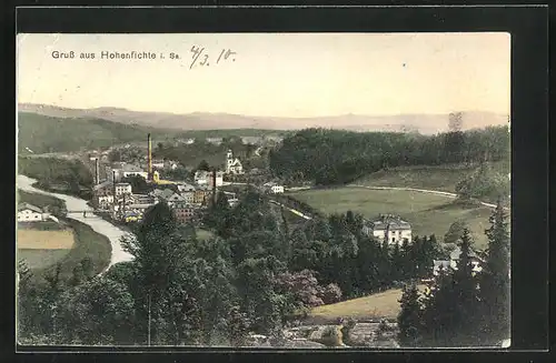 AK Hohenfichte i. Sa., Ortsansicht aus der Vogelschau