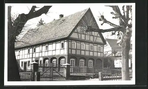 Foto-AK Oybin, Fotohaus Neumann, Fachwerkhaus