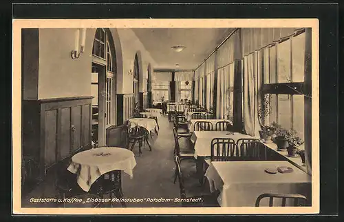 AK Potsdam-Bornstedt, Gaststätte u. Café Elsässer Weinstuben, Innenansicht
