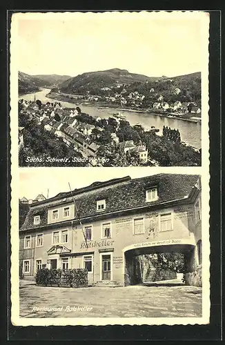 AK Wehlen / Sächs. Schweiz, Restaurant Ratskeller, Panorama