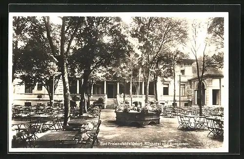 AK Bad Freienwalde /O., Kurhotel und Kurgarten
