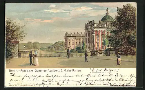 Lithographie Potsdam, Sommer-Residenz SM des Kaiser