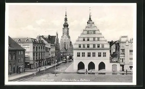 AK Greifswald, Nikolaikirche und Rathaus