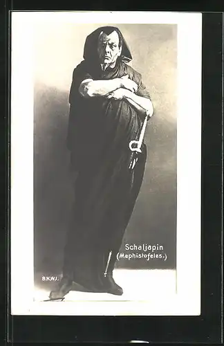 AK Opernsänger Schaljapin in seiner Rolle als Mephistopheles, Goethes Faust