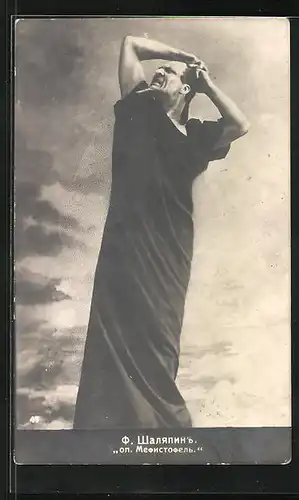 AK Opernsänger Schaljapin in seiner Rolle als Mephistopheles in Goethes Faust