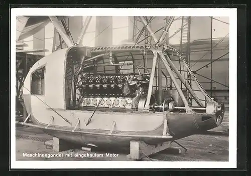 AK Maschinengondel eines Zeppelins mit eingebautem Motor