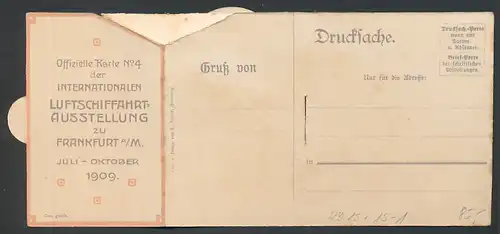 Mechanische-AK Frankfurt a. M., Internationale Luftschiffahrt-Ausstellung 1909, Ballone und Zeppelin