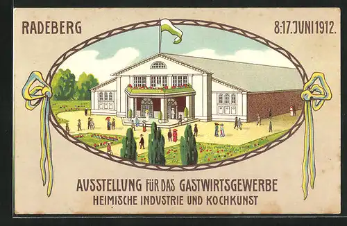Lithographie Radeberg, Ausstellung für das Gastwirtsgewerbe 1912, Ausstellungshalle