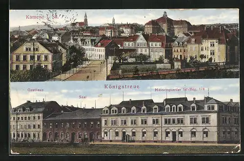 AK Kamenz i. Sa., Gasthaus, Massenquartier des Infanterie-Regiment Nr. 178, Totalansicht