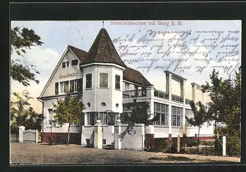 AK Burg b. M, Gasthaus Seeschlösschen, Aussenansicht
