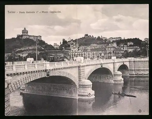 Klapp-AK Torino, Ponte Umberto I e Monte Cappuccini, Strassenbahn