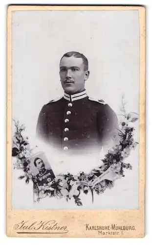 Fotografie Jul. Kistner, Karlsruhe-Mühlburg, Marktstrasse 1, Junger Gardesoldat in Uniform