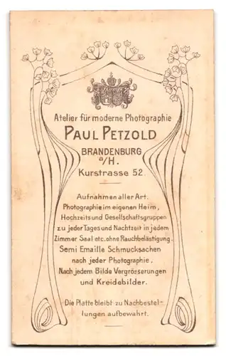 Fotografie Atelier Petzold, Brandenburg a. H., Kurstrasse 52, Soldat in Uniform, Inf. Rgt. 35