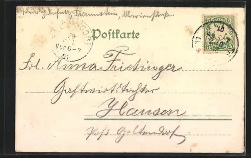 Präge-AK Neujahrsgruss, Jahreszahl 1902