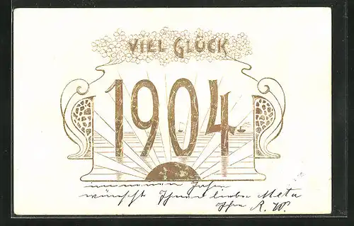 Präge-AK Neujahrsgruss, Jahreszahl 1904