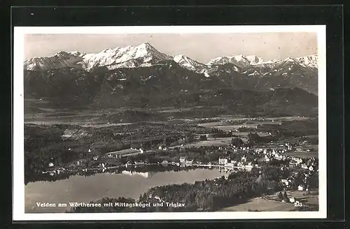 AK Velden am Wörthersee, Panorama mit Mittagskogel und Triglav