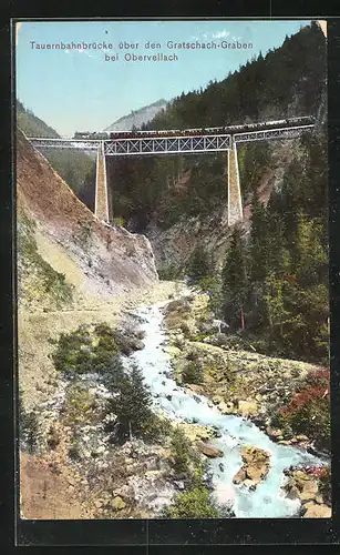 AK Obervellach, Tauernbahnbrücke über den Gratschach-Graben