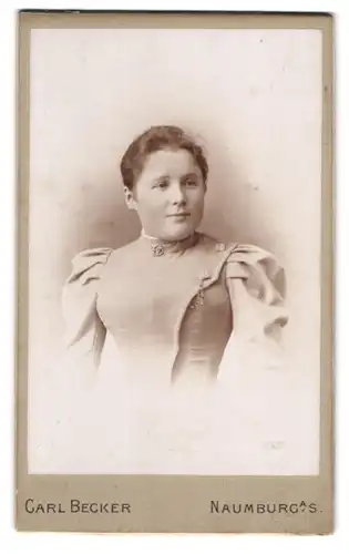 Fotografie Carl Becker, Naumburg a. S., Buchholzstr. 49, Portrait junge Dame im Kleid