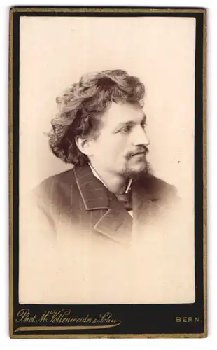 Fotografie M. Vollenweider & Sohn, Bern, Postgasse 47, Portrait, Mann mit dünnem Bart im Halbprofil