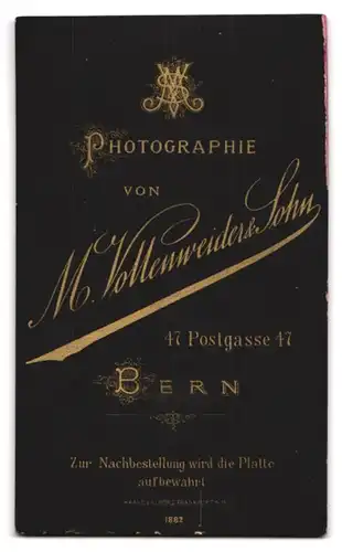 Fotografie M. Vollenweider & Sohn, Bern, Postgasse 47, Portrait, Mann mit dünnem Bart im Halbprofil