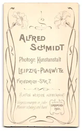 Fotografie Alfred Schmidt, Leipzig-Plagwitz, Friedrich-Str. 7, Portrait junge Dame im weissen Kleid