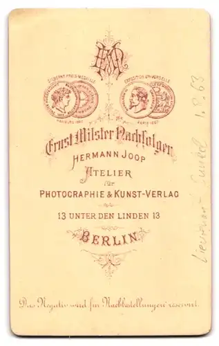 Fotografie Hermann Joop, Berlin, Unter den Linden 13, Lt. Sunkel der Central-Turn-Anstalt in Uniform I. R. 63
