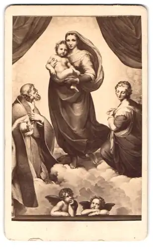 Fotografie unbekannter Fotograf und Ort, Gemälde Madonna in der Sixtinischen Kapelle nach Raphael