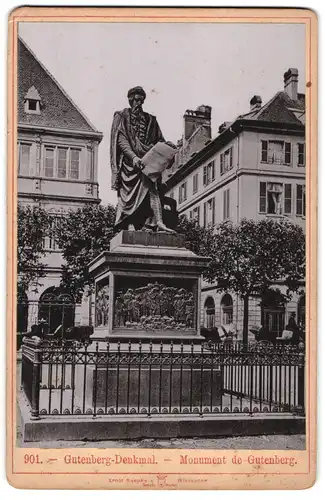 Fotografie Ernst Roepke, Wiesbaden, Ansicht Strassburg, Blick auf das Gutenberg-Denkmal, Monument de Gutenberg