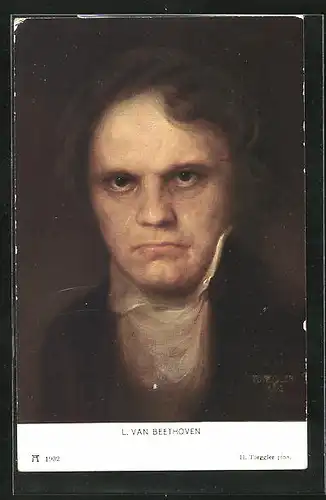 Künstler-AK Ludwig van Beethoven mit ernstem Blick