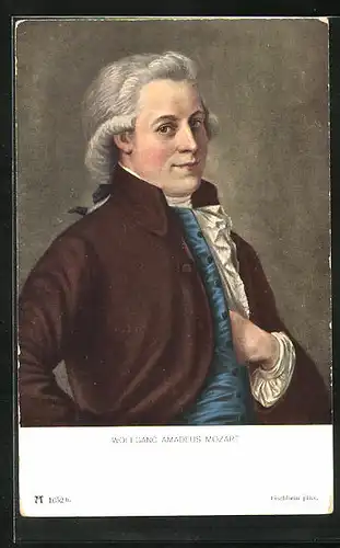 AK Portrait Wolfgang Amadeus Mozart mit Hand in Weste