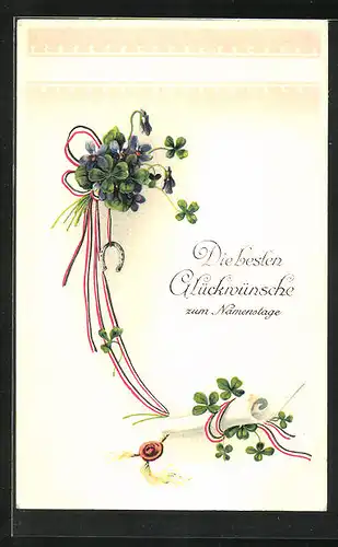 Präge-AK Die besten Glückwünsche zum Namenstage